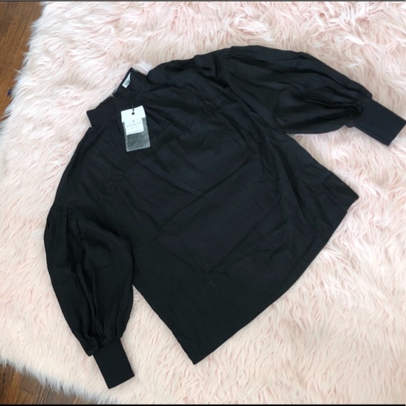 NWT Double Standard Clothing Black Balloon Sleeve Mockneck Japan Shirt Small - Picture 4 of 11